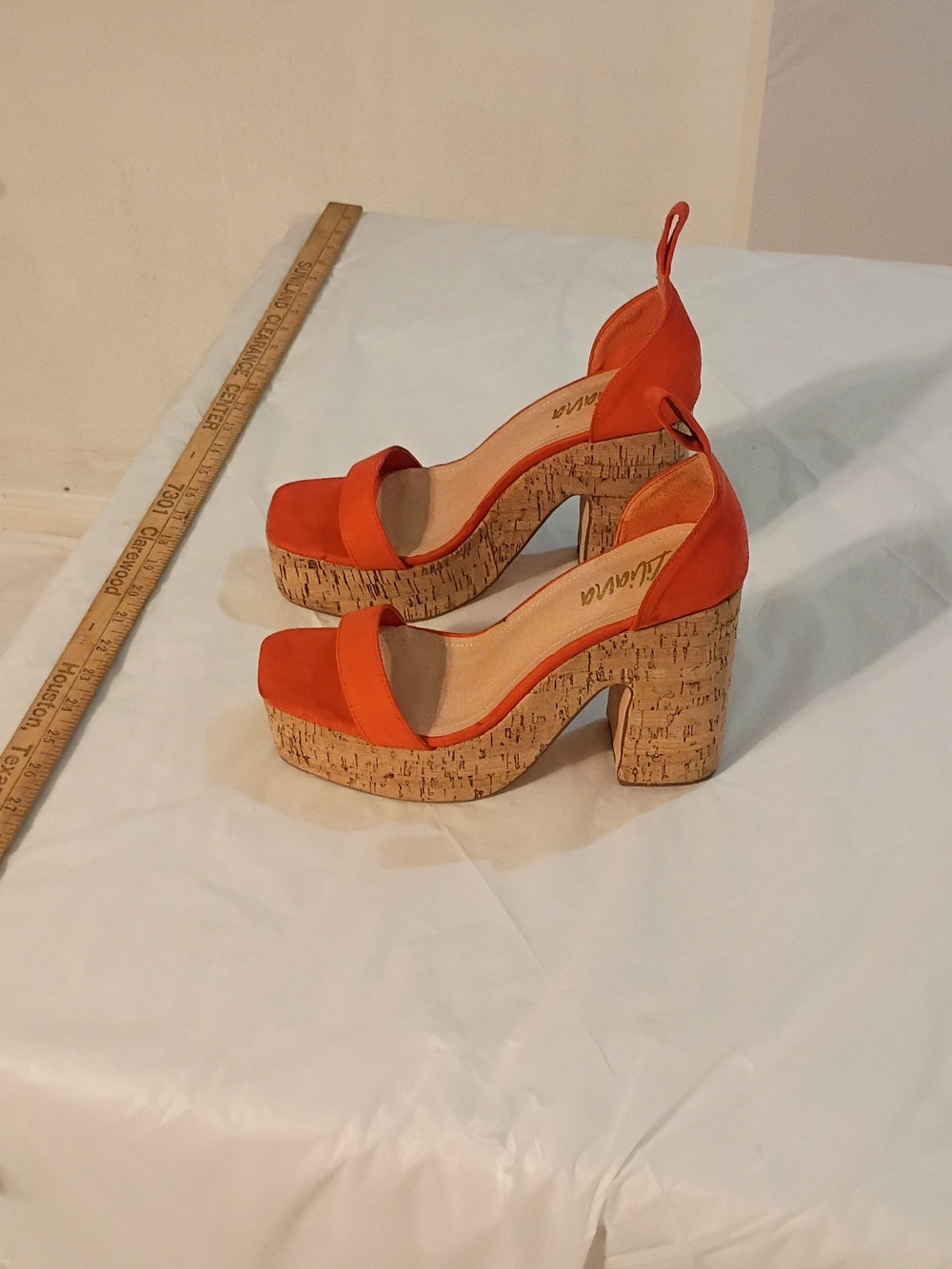 Women’s Orange Cork Platform Heel Sandals